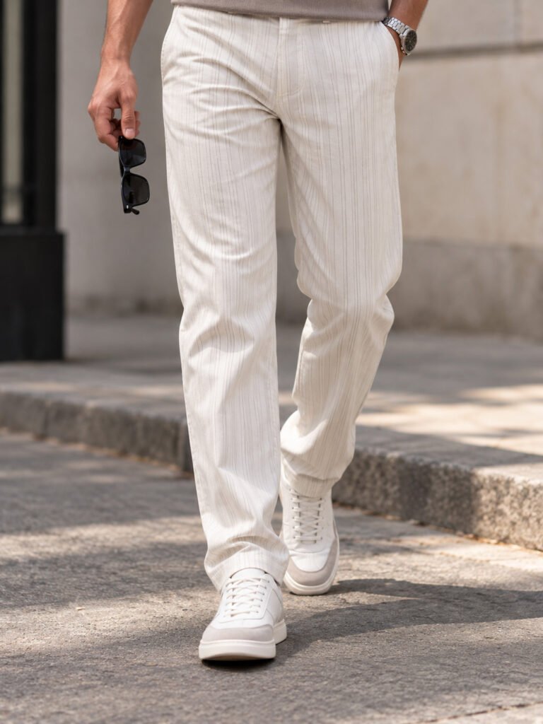 Off-White Pinstripe Trousers for Men