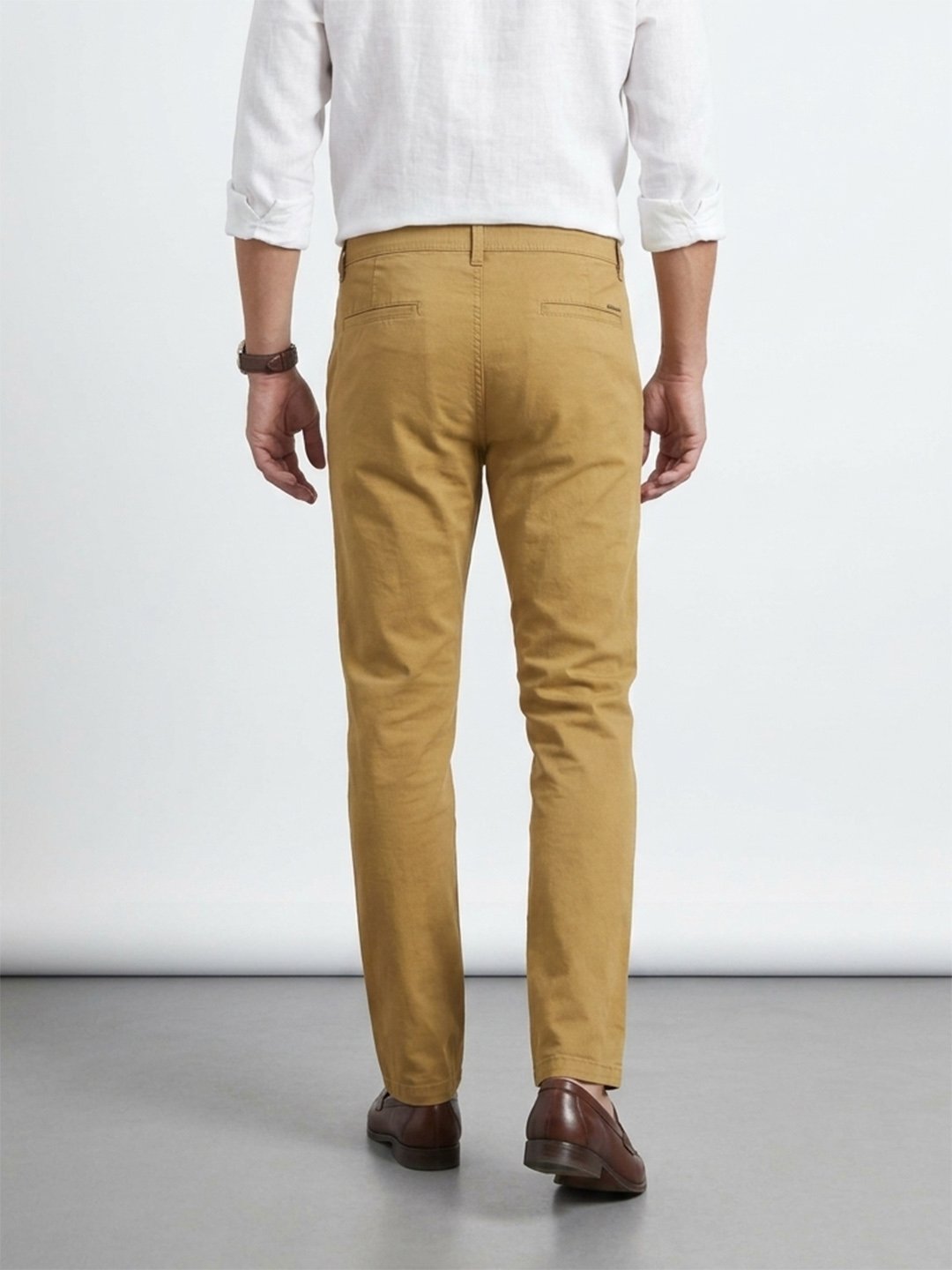 Tan Straight Fit Trousers - Image 3