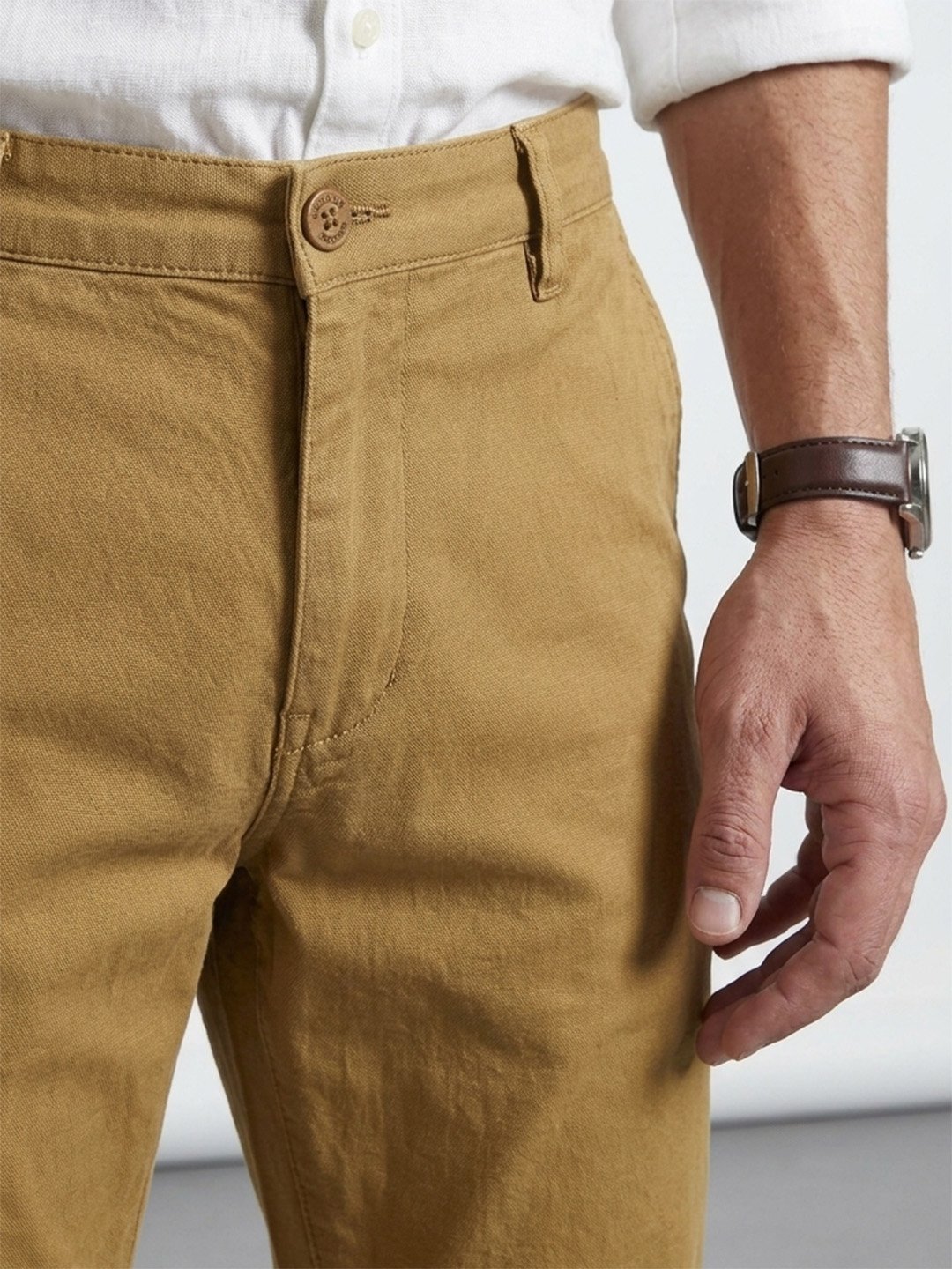 Tan Straight Fit Trousers - Image 4